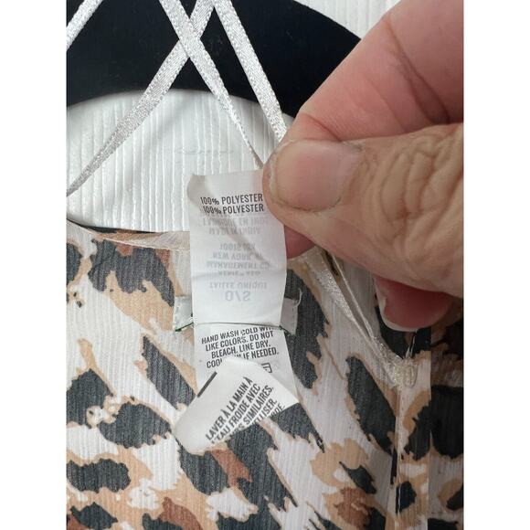 Aerie Chiffon White Leopard Print Kimono Beach Cover Up One Size Longline - Picture 5 of 7